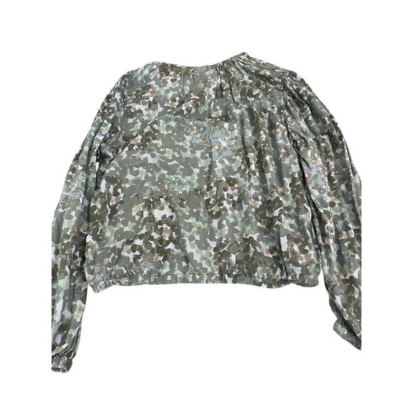 Cloth & Stone Women's Green Elastic Shirred Long Sleeves Blouse Top Size Medium - Picture 5 of 7